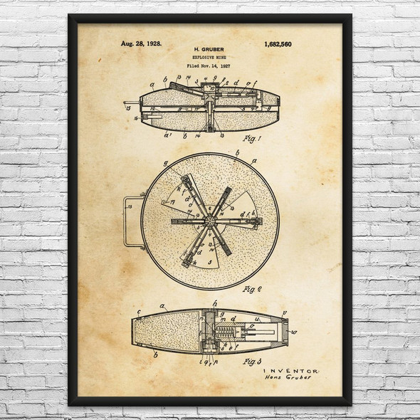 Land Mine Patent Wall Art