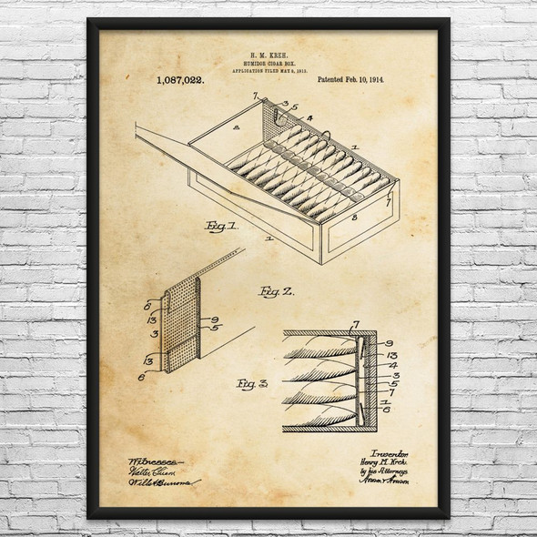 Cigar Box Humidor Patent Wall Art