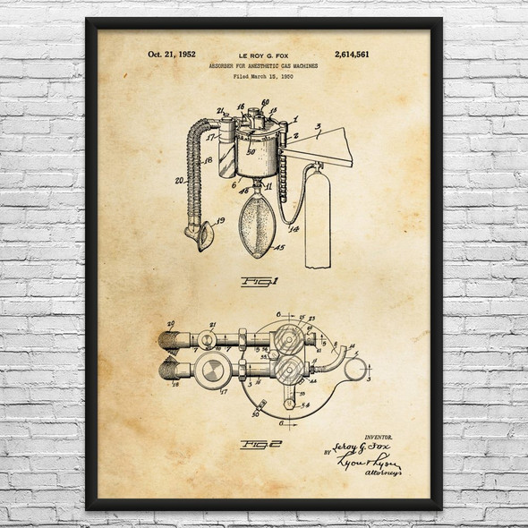 Anesthetic Gas Absorber Patent Wall Art