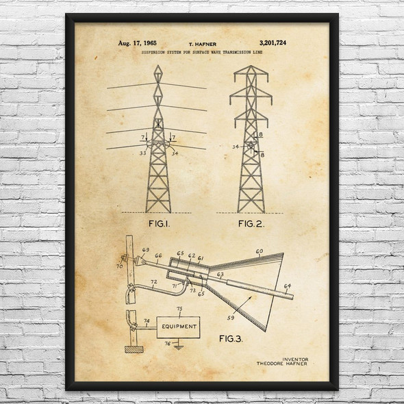 Transmission Tower Patent Wall Art