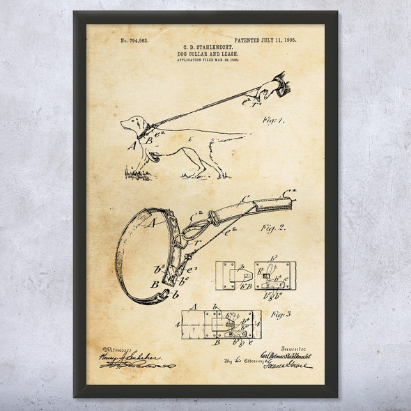 Dog Collar & Leash Patent Wall Art