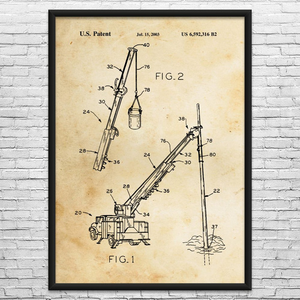 Digger Derrick Truck Patent Wall Art
