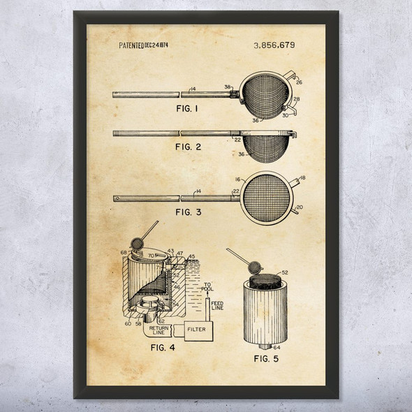Pool Skimmer Patent Wall Art