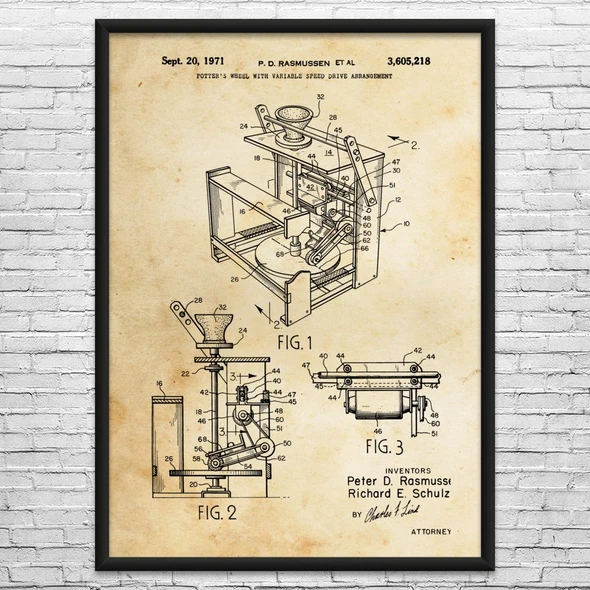 Potters Wheel Patent Wall Art