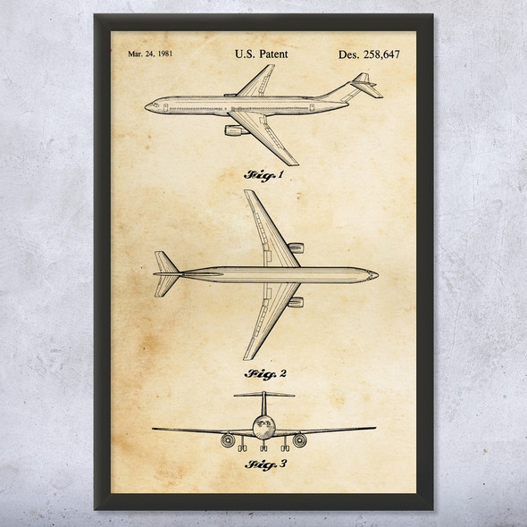 Jetliner 777 Airplane Patent Wall Art