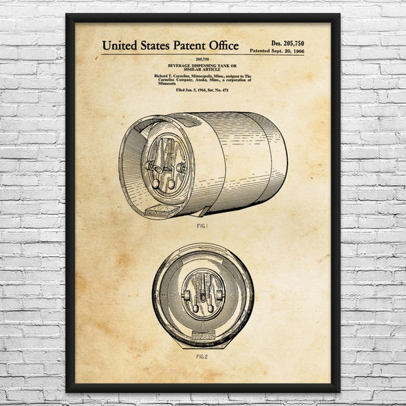 Beer Keg Patent Wall Art