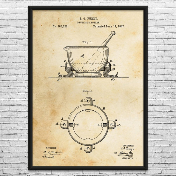 Mortar & Pestle Patent Wall Art