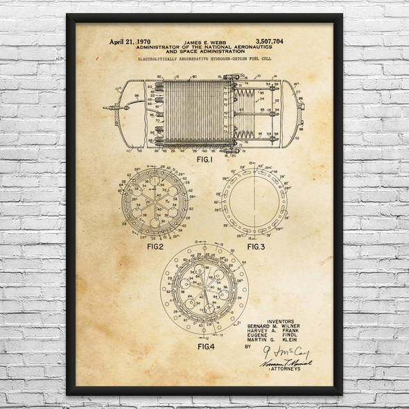 Hydrogen Fuel Cell Patent Wall Art