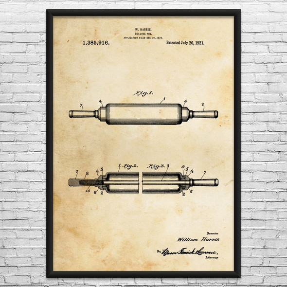 Rolling Pin Patent Wall Art