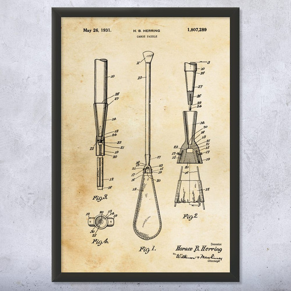 Canoe Paddle Patent Wall Art