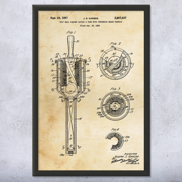 Golf Ball Washer Patent Wall Art