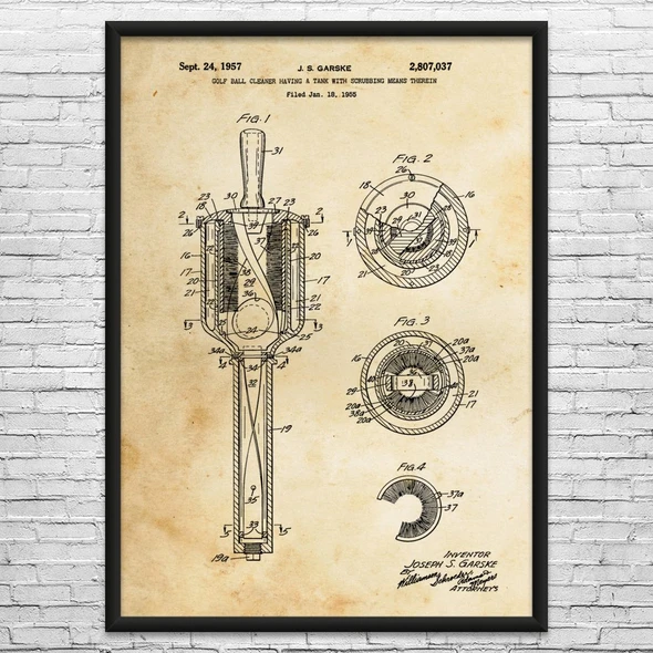 Golf Ball Washer Patent Wall Art