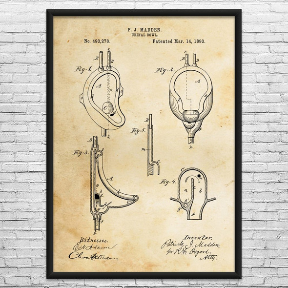 Urinal Bowl Patent Wall Art
