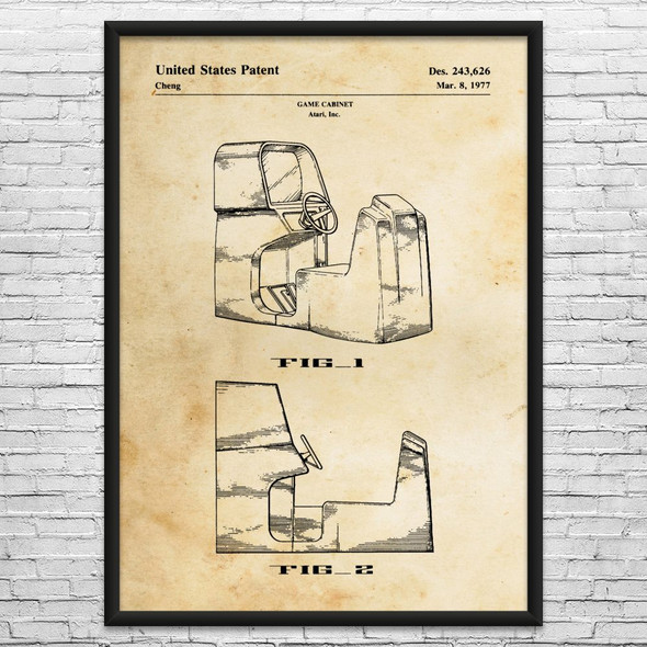 Arcade Racing Game Patent Wall Art