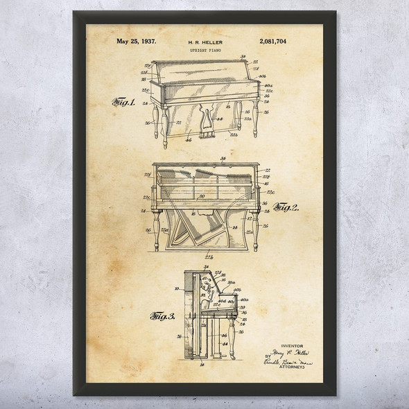 Upright Piano Patent Wall Art