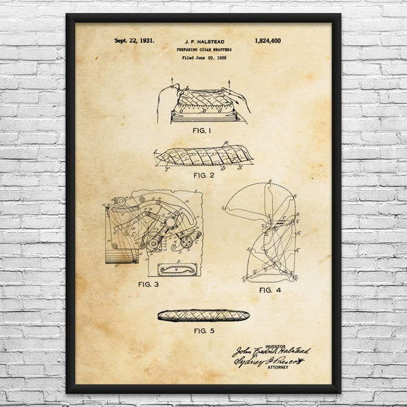 Cigar Roller Patent Wall Art