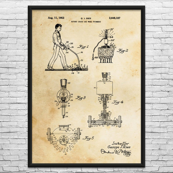 Grass Trimmer Patent Wall Art