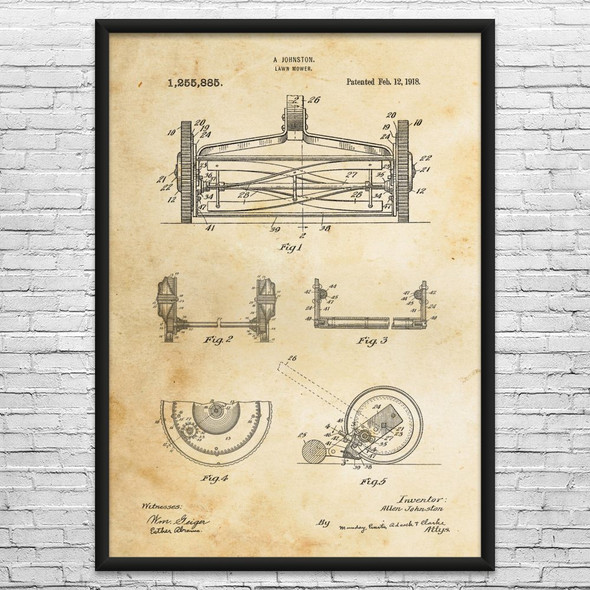 Reel Lawn Mower Patent Wall Art