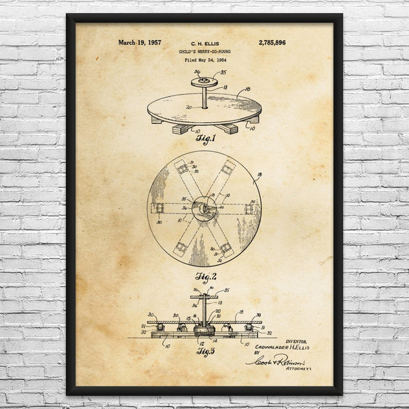 Merry Go Round Patent Wall Art