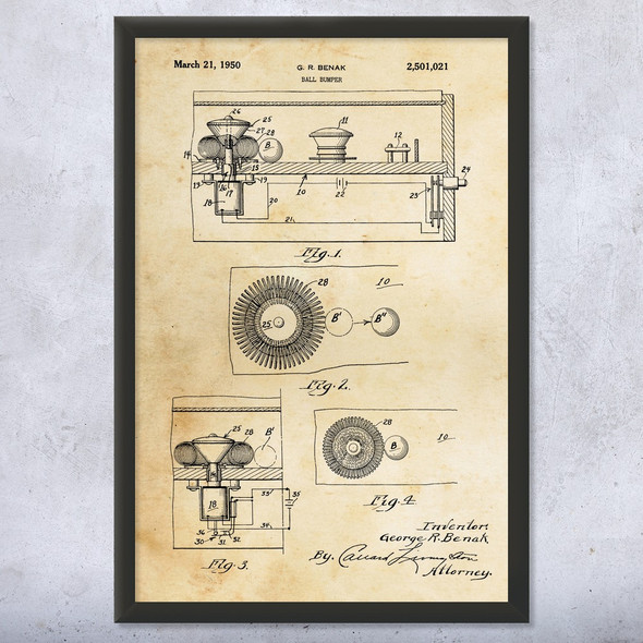 Pinball Bumper Patent Wall Art