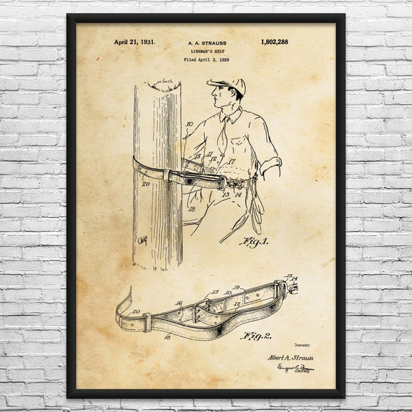 Linemans Belt Patent Wall Art
