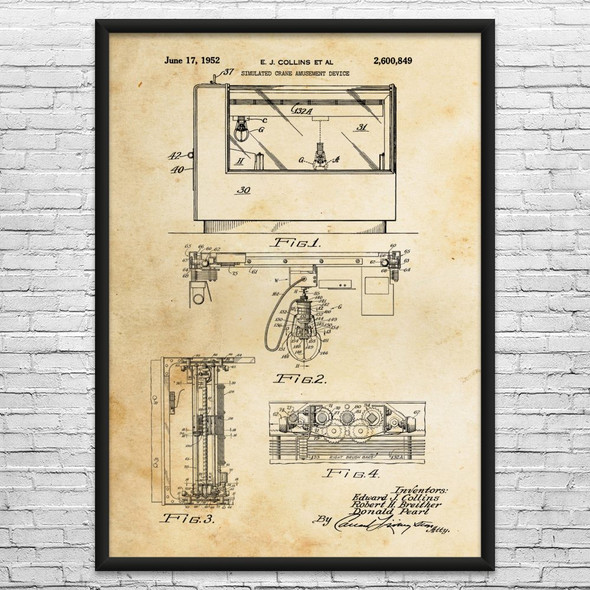 Claw Machine Patent Wall Art
