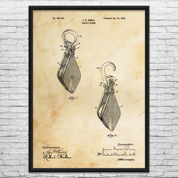 Pully Block Patent Wall Art