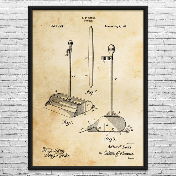 Dustpan & Handle Patent Wall Art