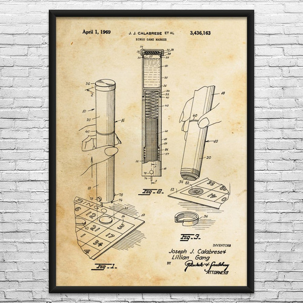 Bingo Marker Patent Wall Art