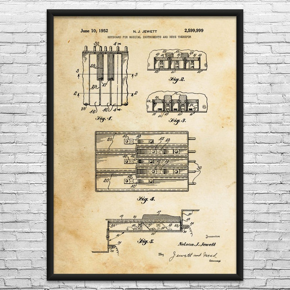 Piano Keys Patent Wall Art