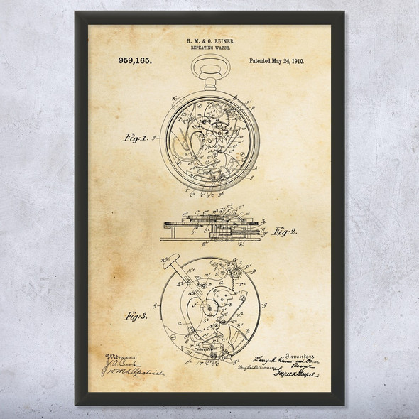 Mechanical Pocket Watch Patent Wall Art