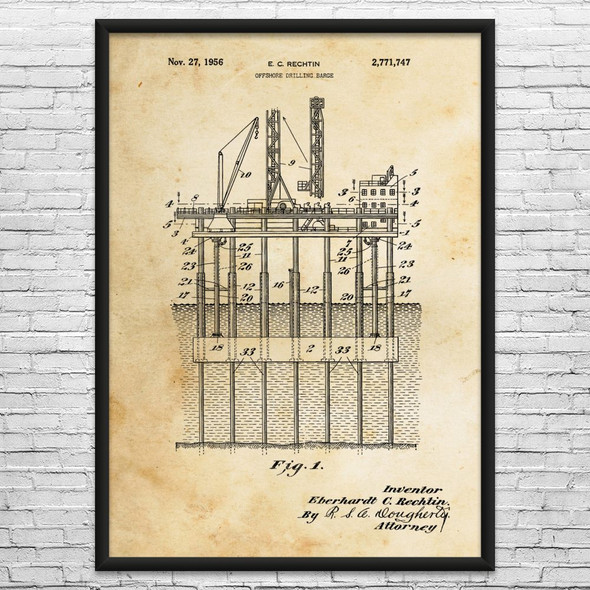 Oil Platform Patent Wall Art