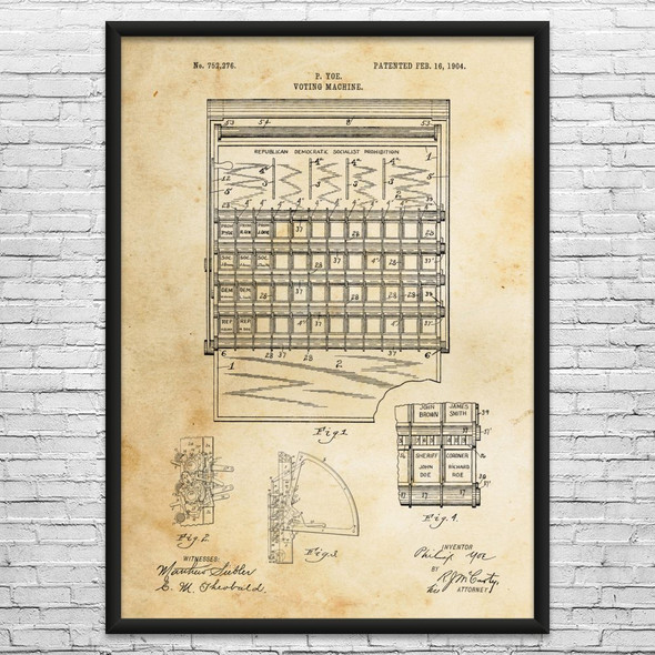 Voting Machine Patent Wall Art