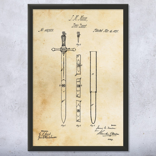 Dress Sword Patent Wall Art