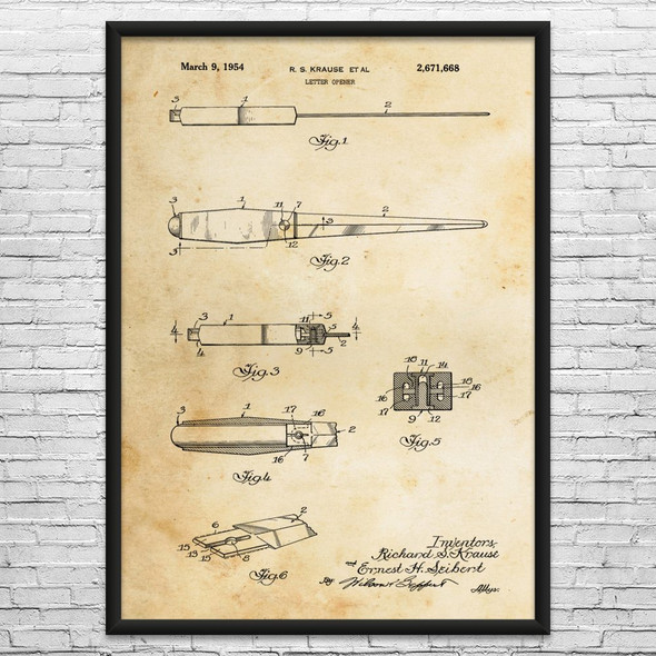 Letter Opener Patent Wall Art
