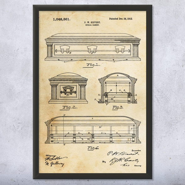 Burial Casket Patent Wall Art