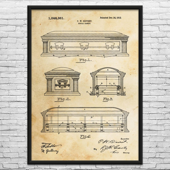 Burial Casket Patent Wall Art