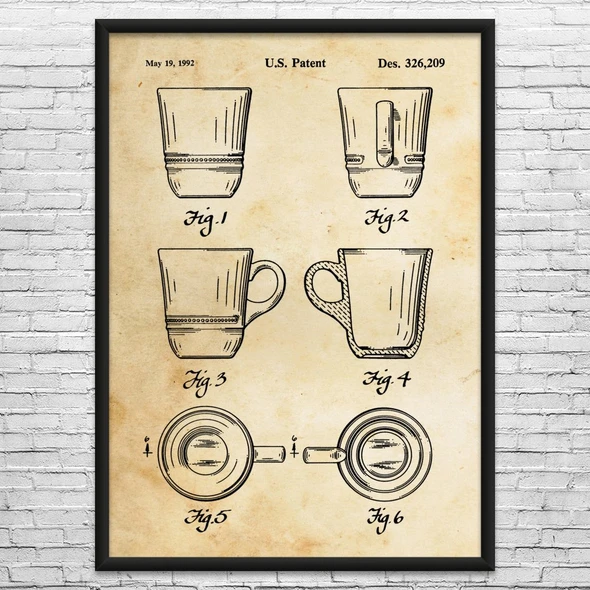 Espresso Cup Patent Wall Art
