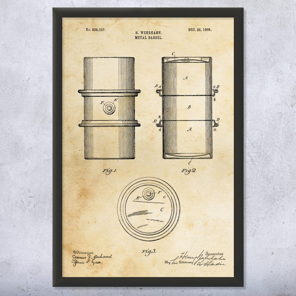 Oil Barrel Patent Wall Art