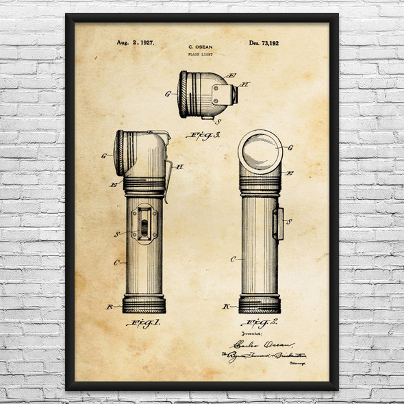 Military Flashlight Patent Wall Art