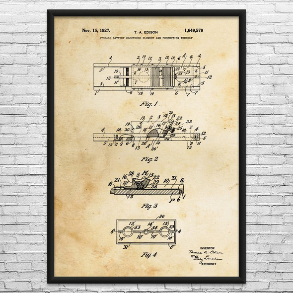 Battery Electrode Patent Wall Art