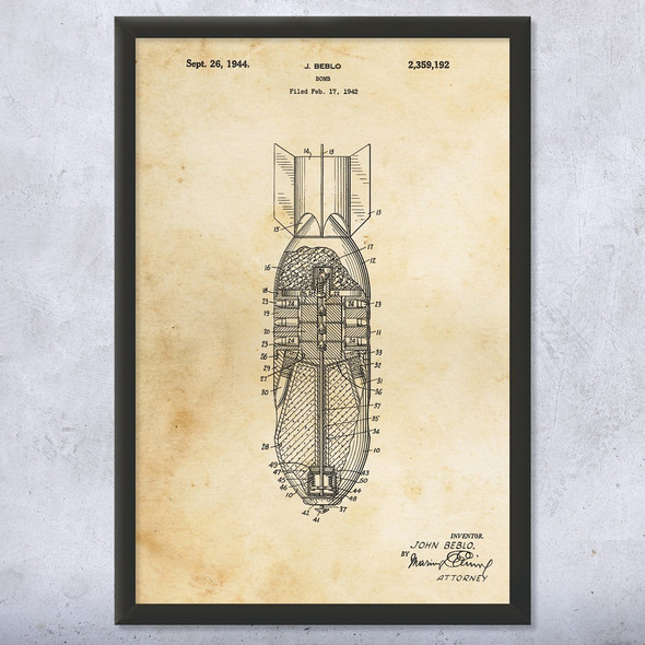 Aerial Bomb Patent Wall Art