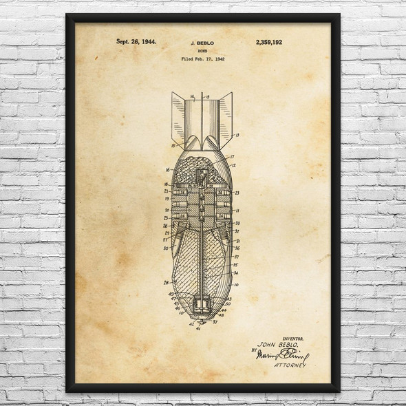 Aerial Bomb Patent Wall Art