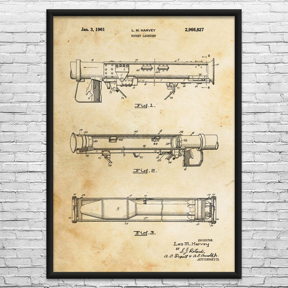 RPG Rocket Launcher Patent Wall Art