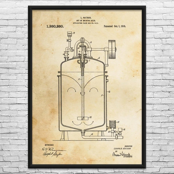 Beer Brewing Tank Patent Wall Art