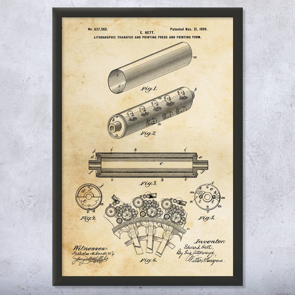 Lithograph Press Patent Wall Art