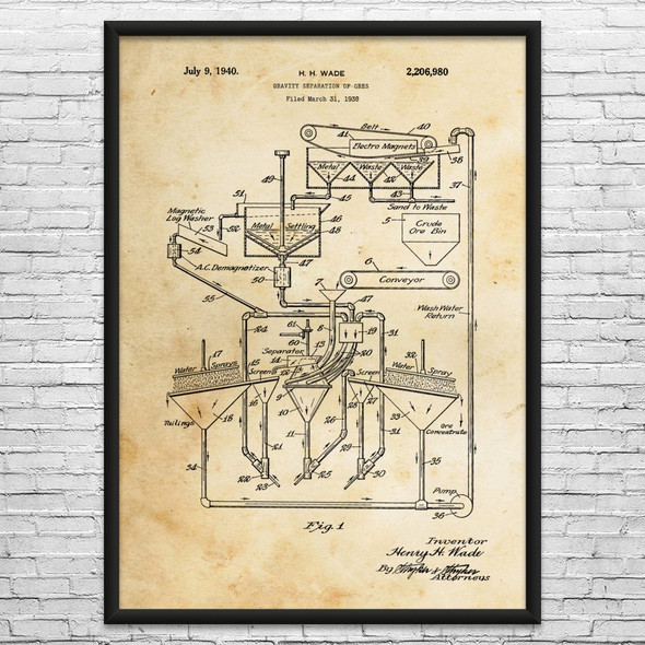 Ore Separator Patent Wall Art