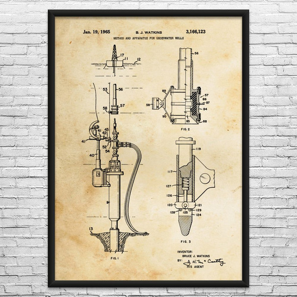 Underwater Wellhead Patent Wall Art