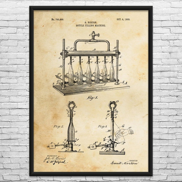 Wine Bottle Filler Patent Wall Art