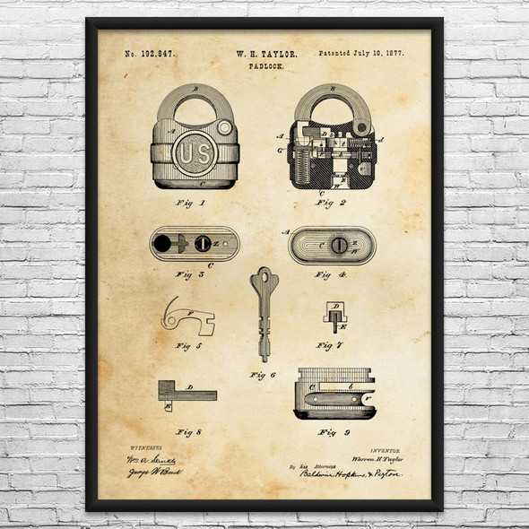 Padlock Patent Wall Art